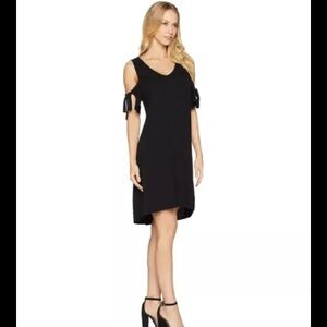 SANCTUARY Women's Lakeside Black Dress V-Neck Short Sleeve Cold Shoulder M